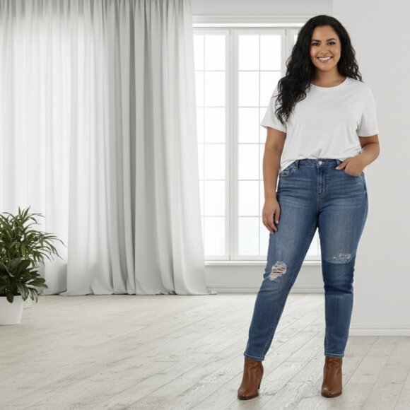 Kensie Distressed Ripped Denim Jeans - Size 14 / 32 - Picture 1 of 13